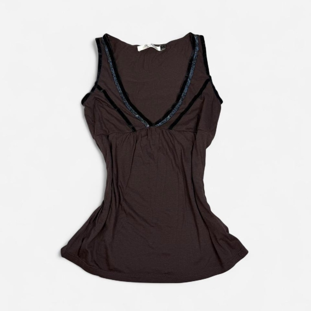 Vintage y2k Old Navy brown beaded fairy grunge tank top